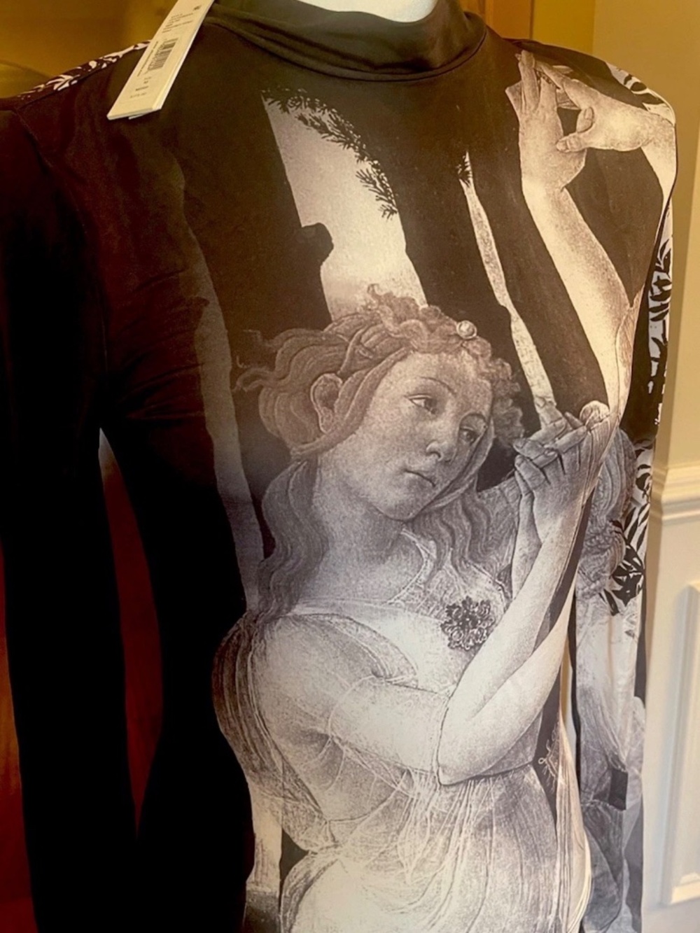 Alice & Olivia Delaina Mock T-neck Renaissance Fresco Body Con Top Size Med NWT - Picture 8 of 14